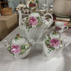 Vintage 3 Pc. Lomonosov Russia Porcelain Tea Set